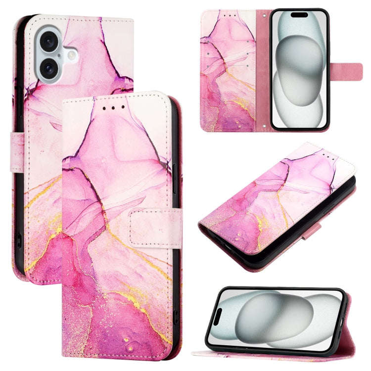 PT003 Marble Pattern Flip Leather Phone Case, For iPhone 17e / 16e, For iPhone 16 Pro Max, For iP...