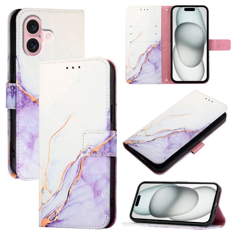 PT003 Marble Pattern Flip Leather Phone Case, For iPhone 17e / 16e, For iPhone 16 Pro Max, For iP...