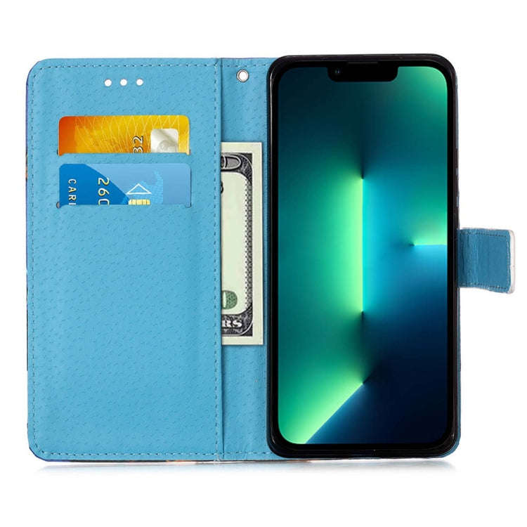 Colored Drawing Pattern Plain Weave Leather Phone Case, For iPhone 15 Pro, For iPhone 15 Plus, Fo...