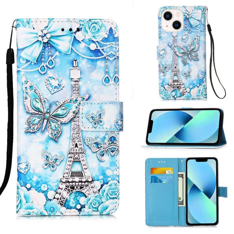 Colored Drawing Pattern Plain Weave Leather Phone Case, For iPhone 15 Pro, For iPhone 15 Plus, Fo...
