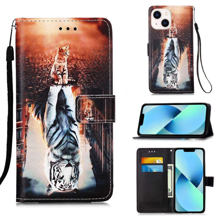 Colored Drawing Pattern Plain Weave Leather Phone Case, For iPhone 15 Pro, For iPhone 15 Plus, Fo...