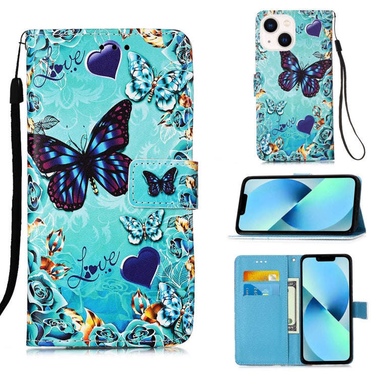Colored Drawing Pattern Plain Weave Leather Phone Case, For iPhone 15 Pro, For iPhone 15 Plus, Fo...
