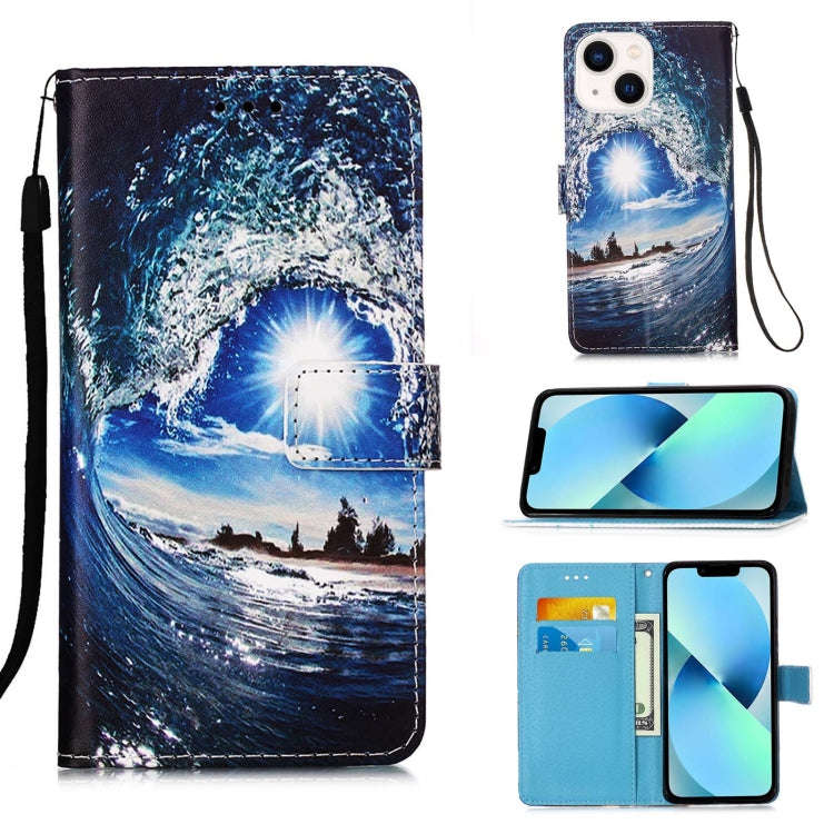 Colored Drawing Pattern Plain Weave Leather Phone Case, For iPhone 15 Pro, For iPhone 15 Plus, Fo...