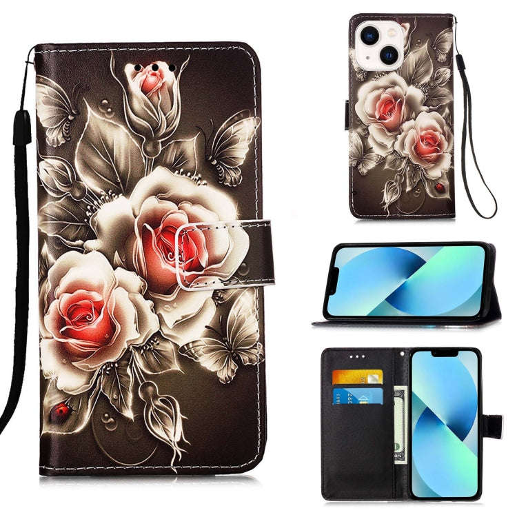 Colored Drawing Pattern Plain Weave Leather Phone Case, For iPhone 15 Pro, For iPhone 15 Plus, Fo...