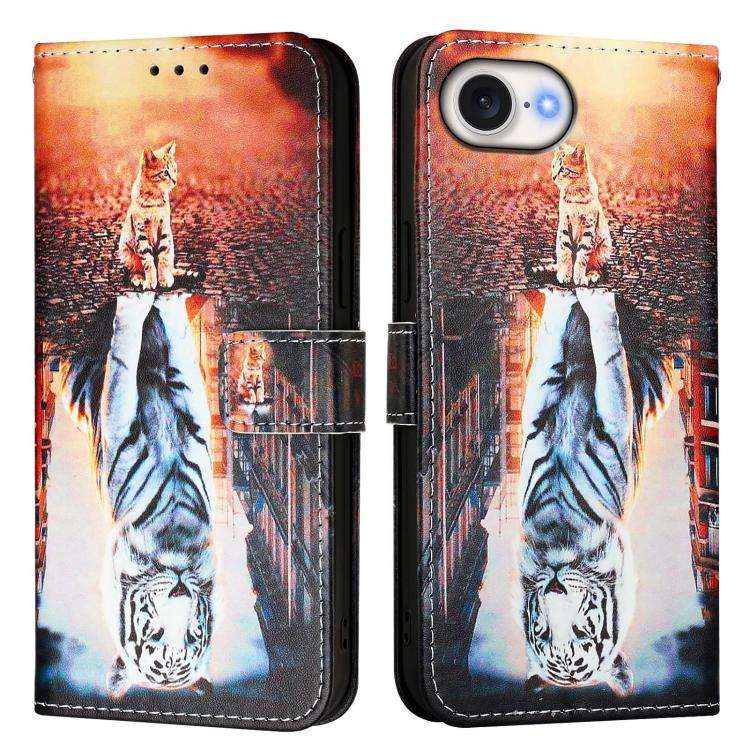 Colored Drawing Pattern Plain Weave Leather Phone Case, For iPhone 17e / 16e, For iPhone 17 Pro M...