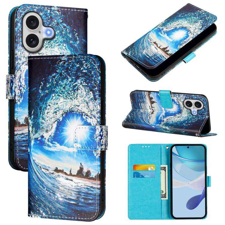 Colored Drawing Pattern Plain Weave Leather Phone Case, For iPhone 17e / 16e, For iPhone 17 Pro M...
