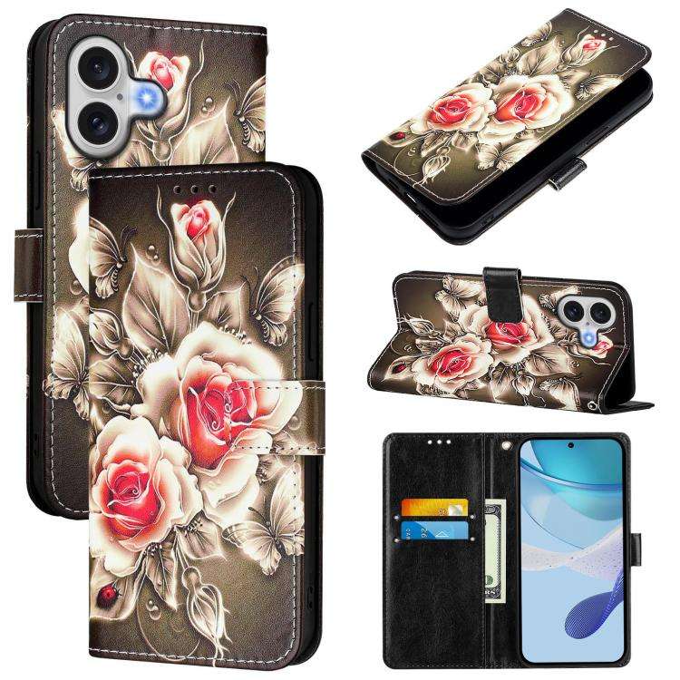 Colored Drawing Pattern Plain Weave Leather Phone Case, For iPhone 17e / 16e, For iPhone 17 Pro M...