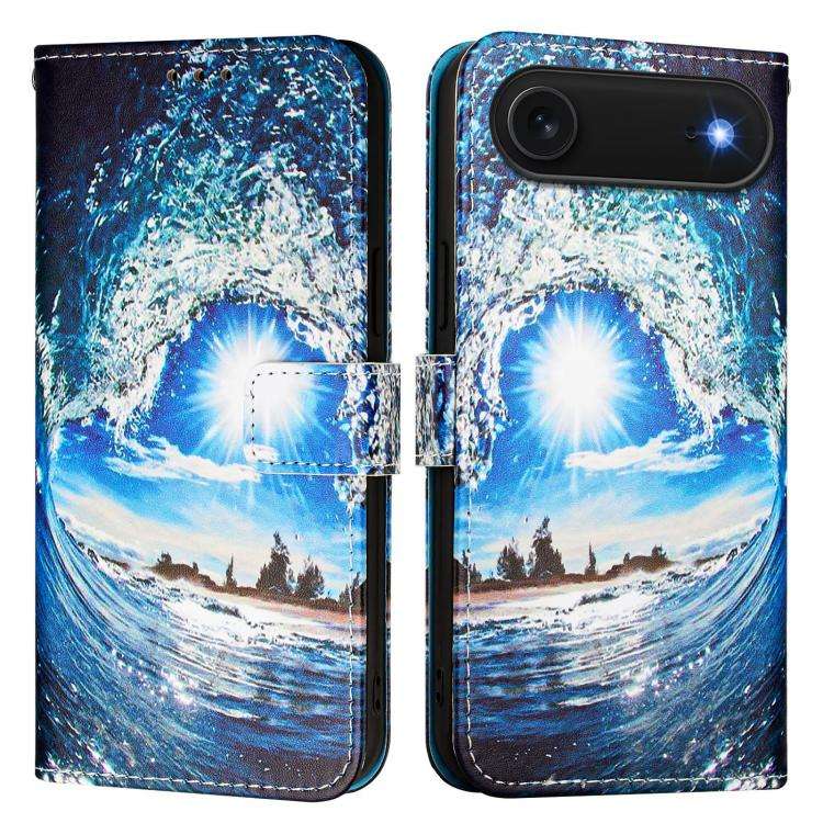Colored Drawing Pattern Plain Weave Leather Phone Case, For iPhone 17e / 16e, For iPhone 17 Pro M...