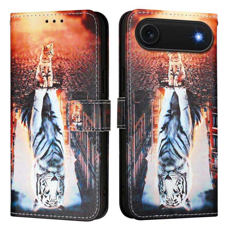 Colored Drawing Pattern Plain Weave Leather Phone Case, For iPhone 17e / 16e, For iPhone 17 Pro M...