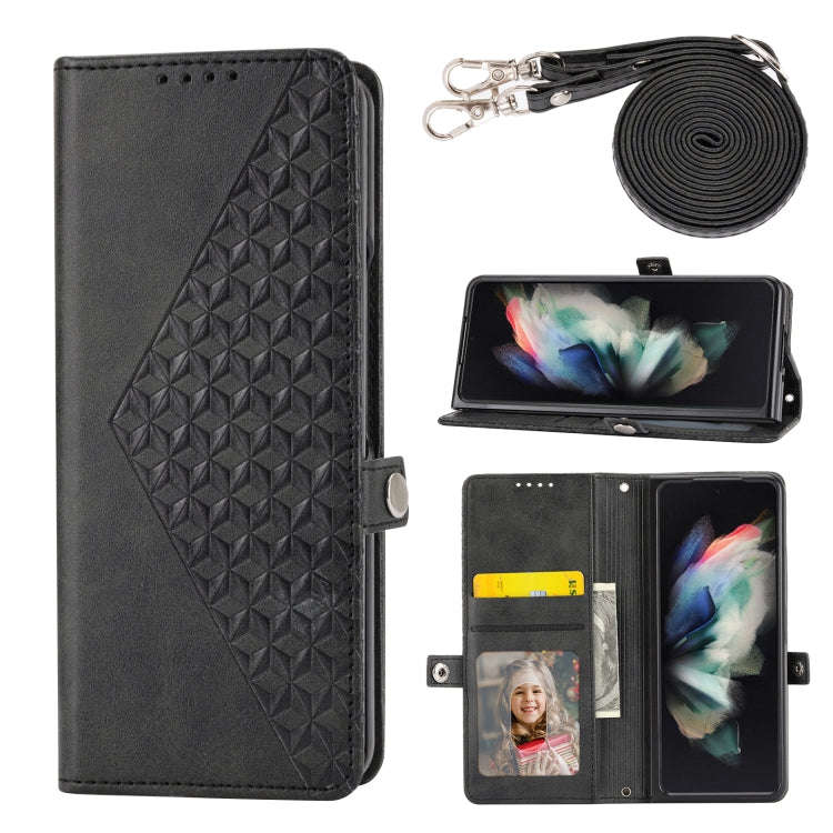 Cubic Grid Calf Texture Magnetic Leather Phone Case, For Samsung Galaxy Z Flip6 / Flip7 FE, For S...