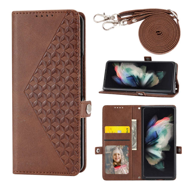 Cubic Grid Calf Texture Magnetic Leather Phone Case, For Samsung Galaxy Z Flip6 / Flip7 FE, For S...