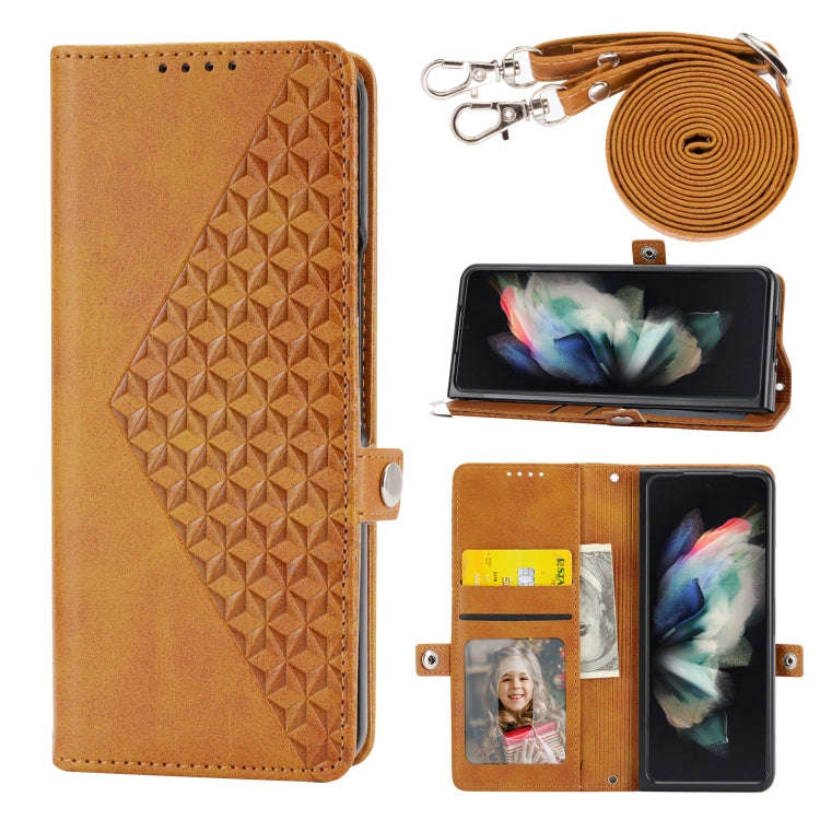 Cubic Grid Calf Texture Magnetic Leather Phone Case, For Samsung Galaxy Z Flip6 / Flip7 FE, For S...