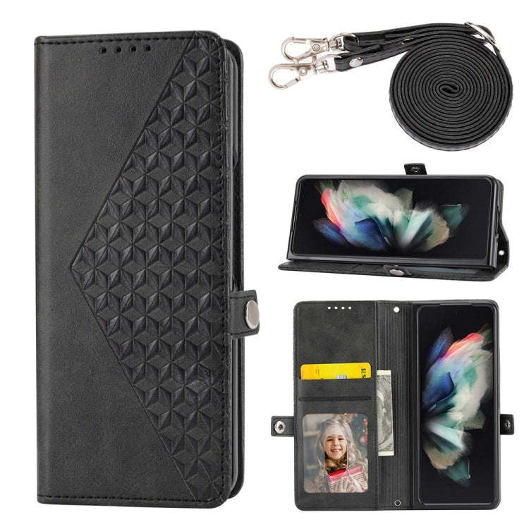 Cubic Grid Calf Texture Magnetic Leather Phone Case, For Samsung Galaxy Z Flip6 / Flip7 FE, For S...