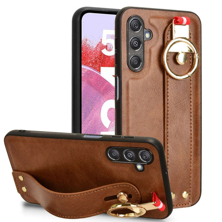 Wristband Leather Back Phone Case, For Samsung Galaxy S24 Ultra 5G, For Samsung Galaxy M34 5G, Fo...