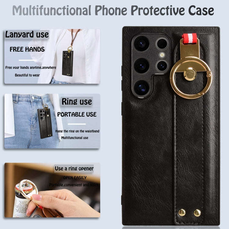 Wristband Leather Back Phone Case, For Samsung Galaxy S24 Ultra 5G, For Samsung Galaxy M34 5G, Fo...