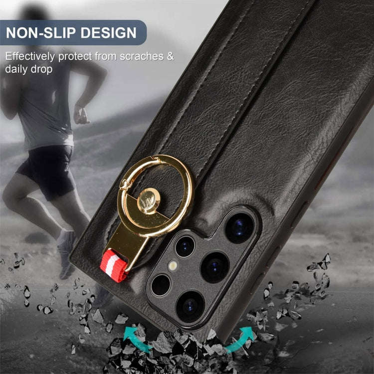 Wristband Leather Back Phone Case, For Samsung Galaxy S24 Ultra 5G, For Samsung Galaxy M34 5G, Fo...