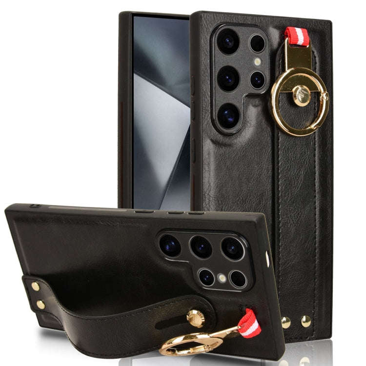 Wristband Leather Back Phone Case, For Samsung Galaxy S24 Ultra 5G, For Samsung Galaxy M34 5G, Fo...