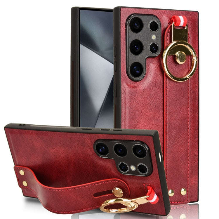 Wristband Leather Back Phone Case, For Samsung Galaxy S24 Ultra 5G, For Samsung Galaxy M34 5G, Fo...