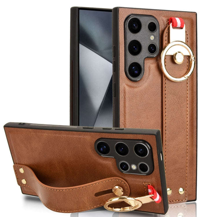 Wristband Leather Back Phone Case, For Samsung Galaxy S24 Ultra 5G, For Samsung Galaxy M34 5G, Fo...