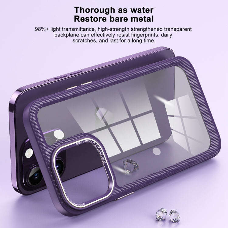 Carbon Fiber Transparent Back Panel Phone Case, For iPhone 11 Pro Max, For iPhone 11