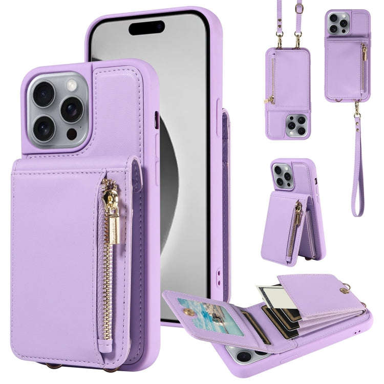 Crossbody Lanyard Zipper Wallet Leather Phone Case, For iPhone 18 / 17, For iPhone 18 Pro / 17 Pr...