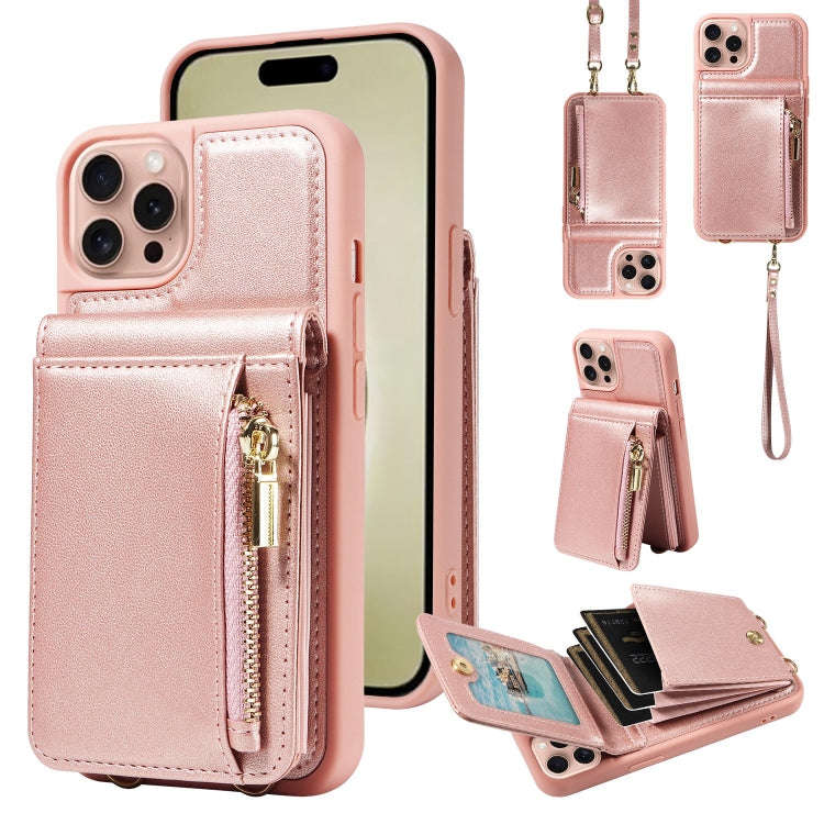 Crossbody Lanyard Zipper Wallet Leather Phone Case, For iPhone 18 / 17, For iPhone 18 Pro / 17 Pr...