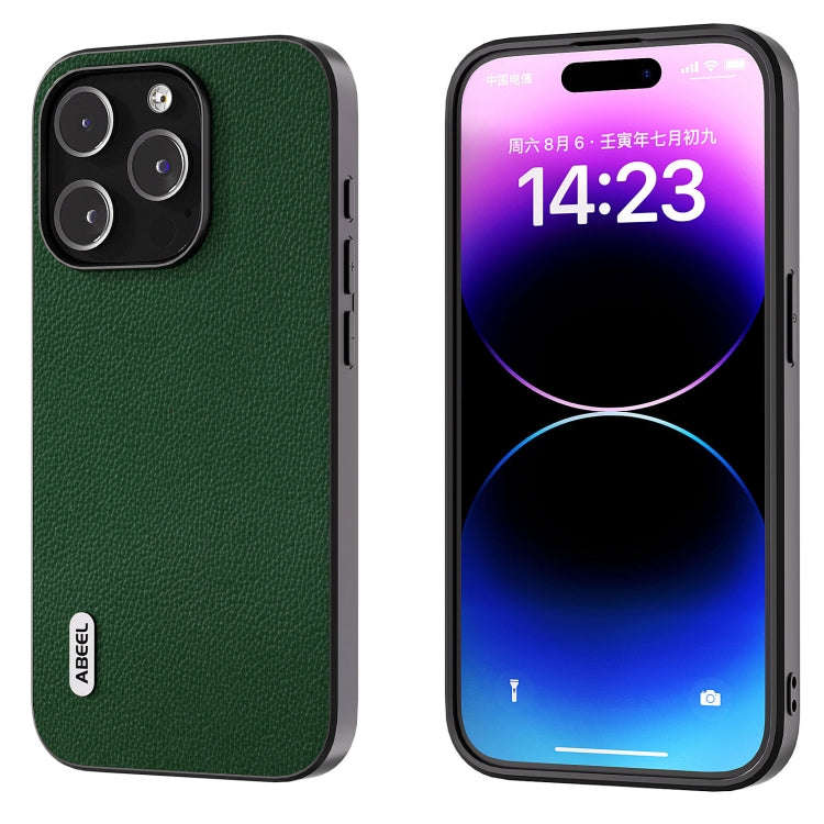 ABEEL Black Edge Genuine Leather Mino Phone Case, For iPhone 16 Pro Max, For iPhone 16 Pro, For i...