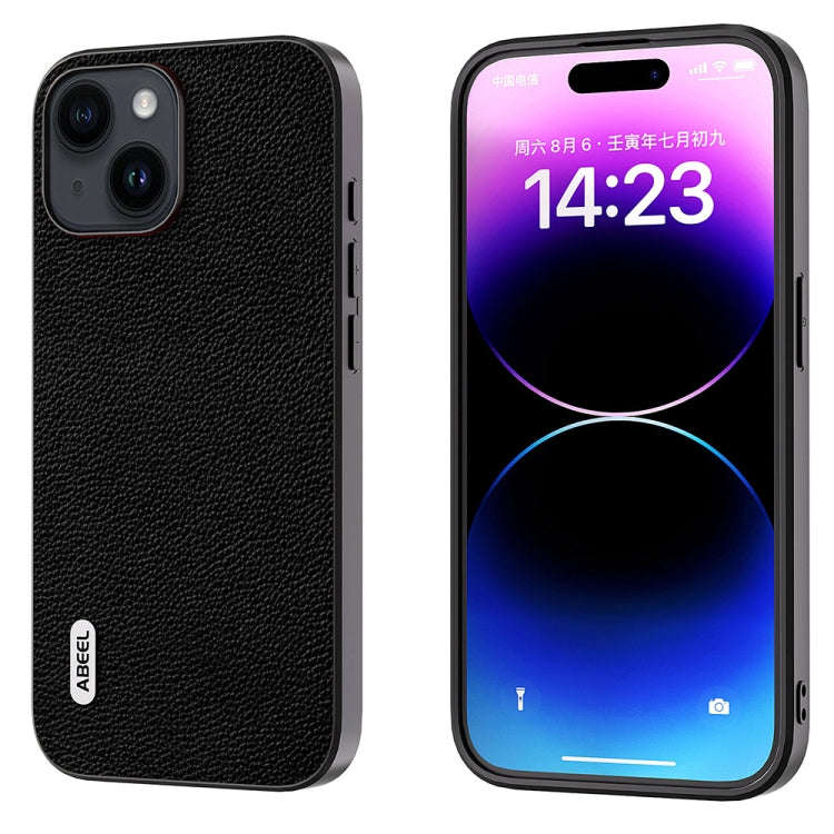ABEEL Black Edge Genuine Leather Mino Phone Case, For iPhone 16 Pro Max, For iPhone 16 Pro, For i...