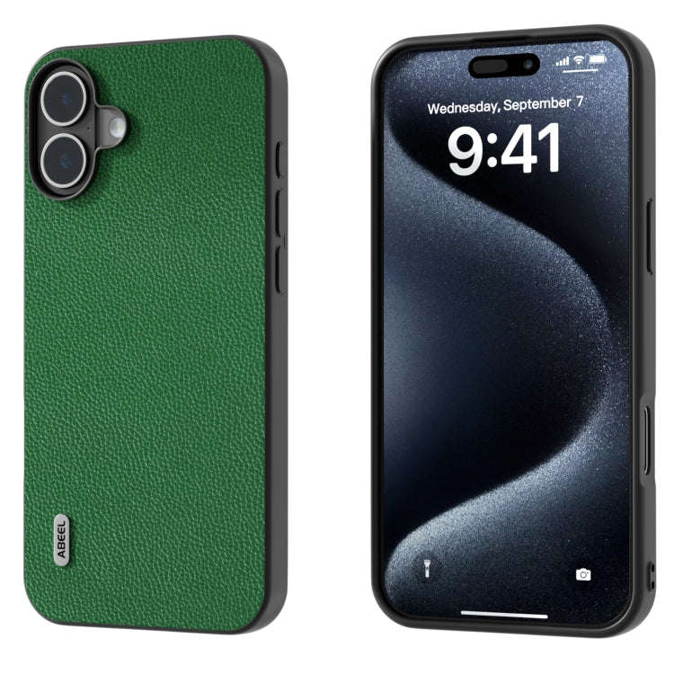 ABEEL Black Edge Genuine Leather Mino Phone Case, For iPhone 16 Pro Max, For iPhone 16 Pro, For i...