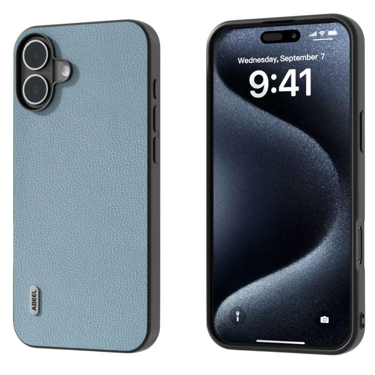 ABEEL Black Edge Genuine Leather Mino Phone Case, For iPhone 16 Pro Max, For iPhone 16 Pro, For i...