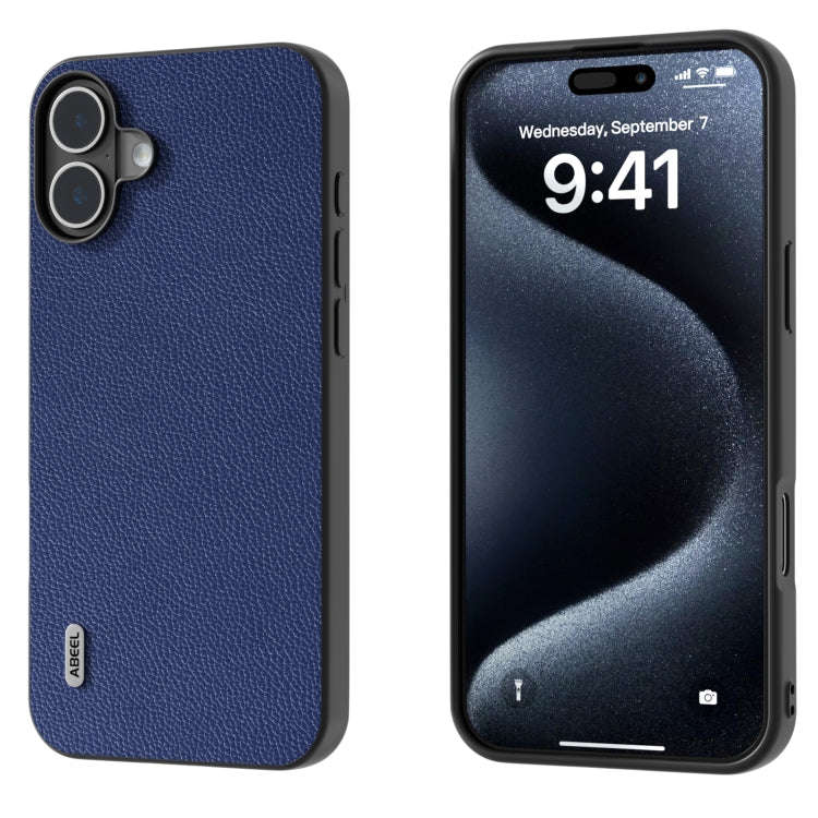ABEEL Black Edge Genuine Leather Mino Phone Case, For iPhone 16 Pro Max, For iPhone 16 Pro, For i...