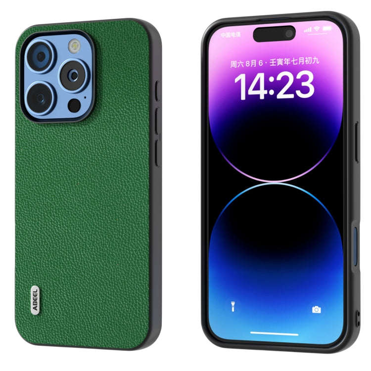 ABEEL Black Edge Genuine Leather Mino Phone Case, For iPhone 16 Pro Max, For iPhone 16 Pro, For i...