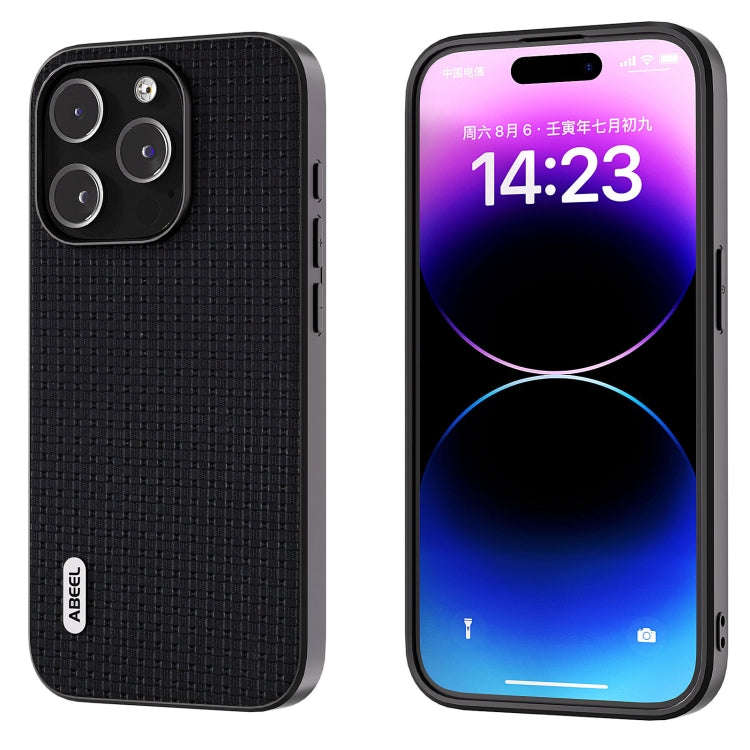 ABEEL Genuine Leather Luxury Black Edge Phone Case, For iPhone 15 Pro Max, For iPhone 15 Pro, For...