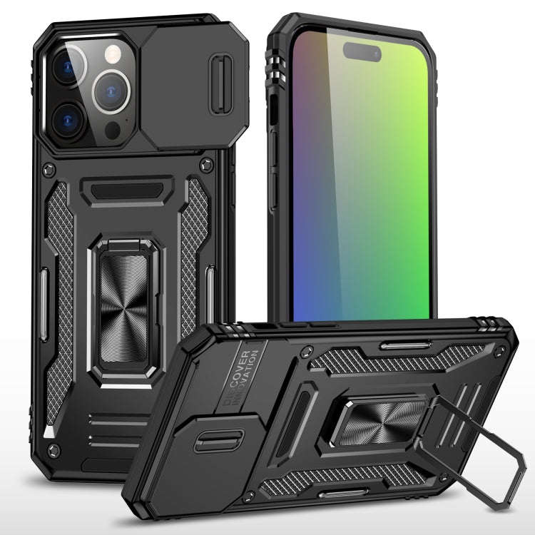 Armor PC + TPU Camera Shield Phone Case, For iPhone 16 Pro, For iPhone 16 Plus, For iPhone 16, Fo...
