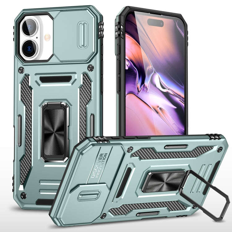 Armor PC + TPU Camera Shield Phone Case, For iPhone 16 Pro, For iPhone 16 Plus, For iPhone 16, Fo...