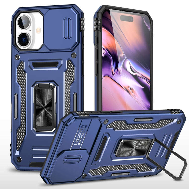 Armor PC + TPU Camera Shield Phone Case, For iPhone 16 Pro, For iPhone 16 Plus, For iPhone 16, Fo...