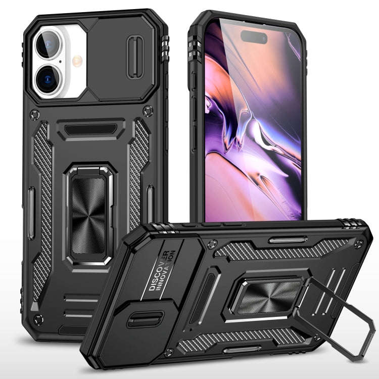 Armor PC + TPU Camera Shield Phone Case, For iPhone 16 Pro, For iPhone 16 Plus, For iPhone 16, Fo...