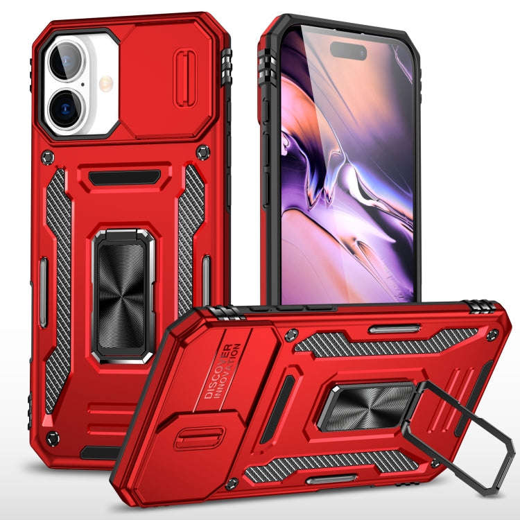 Armor PC + TPU Camera Shield Phone Case, For iPhone 16 Pro, For iPhone 16 Plus, For iPhone 16, Fo...