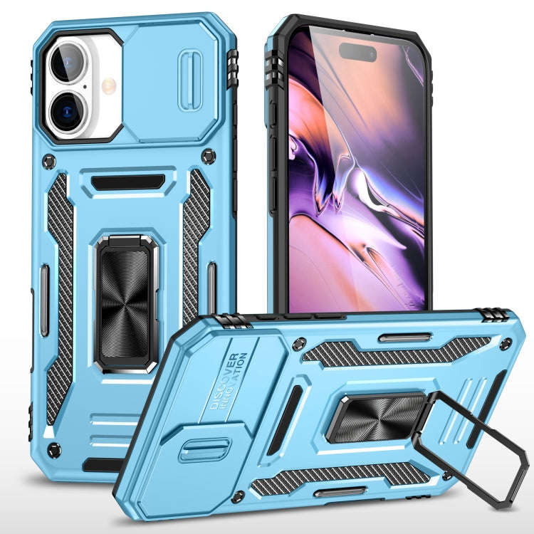 Armor PC + TPU Camera Shield Phone Case, For iPhone 16 Pro, For iPhone 16 Plus, For iPhone 16, Fo...