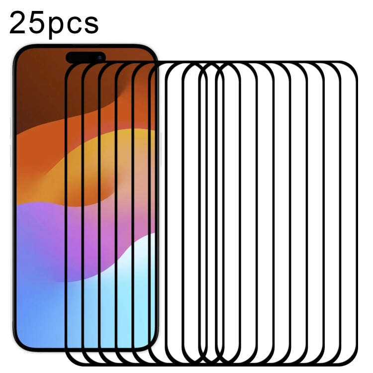 25pcs Full Glue Screen Tempered Glass Film, For iPhone 15 Pro Max, For iPhone 15 Pro, For iPhone ...