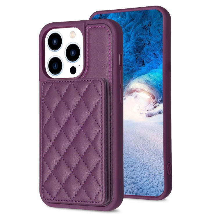 BF25 Square Plaid Card Bag Holder Phone Case, For iPhone 14 Pro Max, For iPhone 15, For iPhone SE...