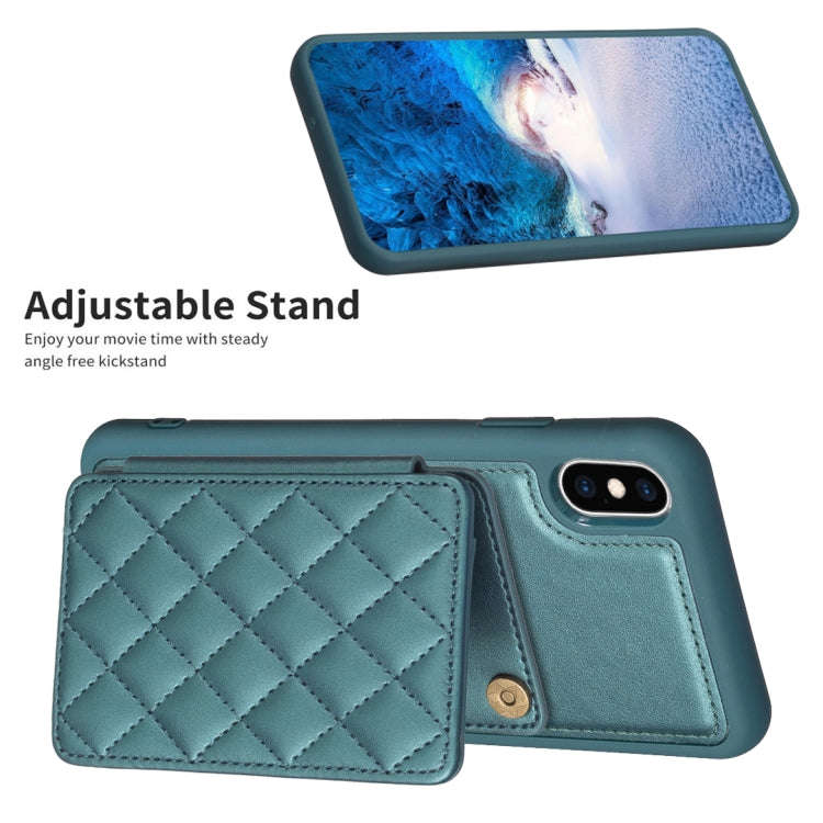 BF25 Square Plaid Card Bag Holder Phone Case, For iPhone XS Max, For iPhone 8 Plus / 7 Plus