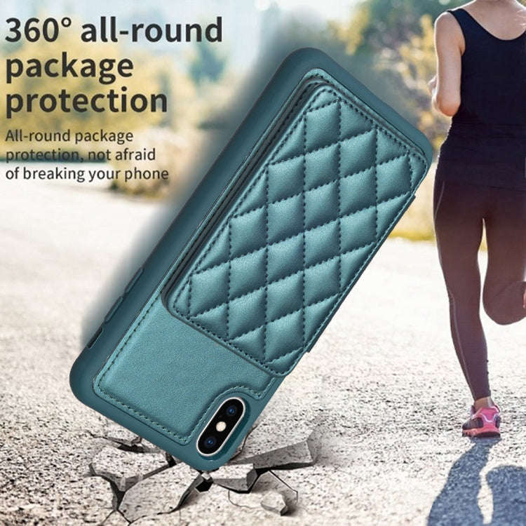 BF25 Square Plaid Card Bag Holder Phone Case, For iPhone XS Max, For iPhone 8 Plus / 7 Plus