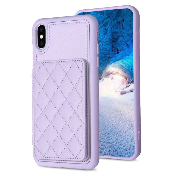 BF25 Square Plaid Card Bag Holder Phone Case, For iPhone XS Max, For iPhone 8 Plus / 7 Plus