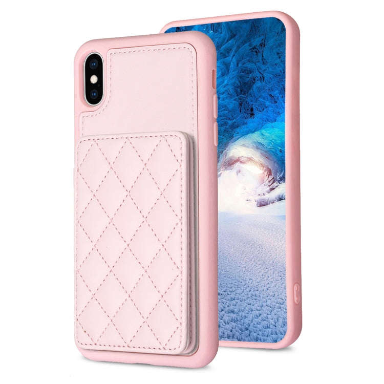 BF25 Square Plaid Card Bag Holder Phone Case, For iPhone XS Max, For iPhone 8 Plus / 7 Plus