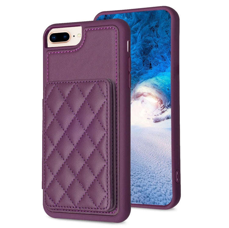 BF25 Square Plaid Card Bag Holder Phone Case, For iPhone XS Max, For iPhone 8 Plus / 7 Plus