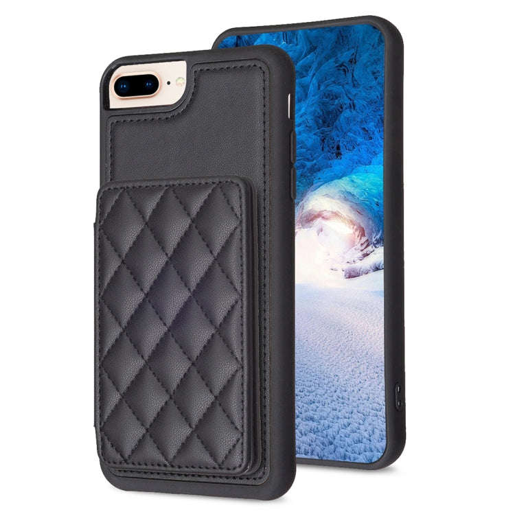 BF25 Square Plaid Card Bag Holder Phone Case, For iPhone XS Max, For iPhone 8 Plus / 7 Plus