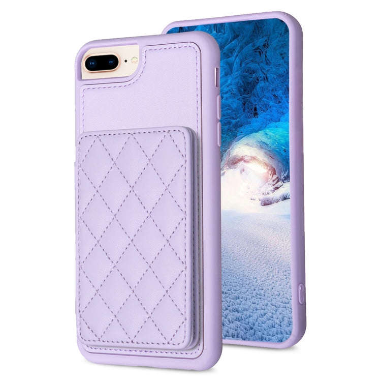 BF25 Square Plaid Card Bag Holder Phone Case, For iPhone XS Max, For iPhone 8 Plus / 7 Plus