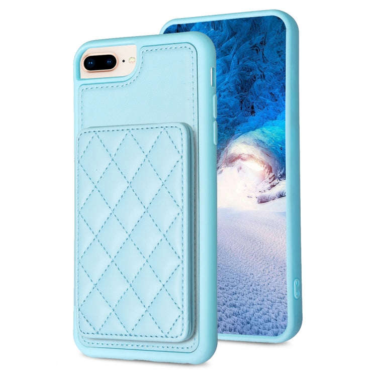 BF25 Square Plaid Card Bag Holder Phone Case, For iPhone XS Max, For iPhone 8 Plus / 7 Plus