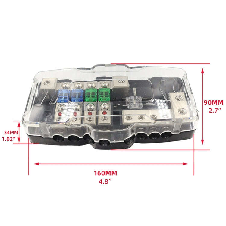 CP-0721 Orvac 0-4 GA 4 Circuit HD Fuse Power Distribution Block Ground Buss with LED Indicator, C...